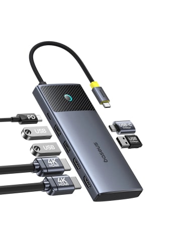Baseus 7in1 HUB USB-C / 2x USB-A / 2x HDMI 4K / USB-A 3.0 / USB-C 3.0 in Schwarz