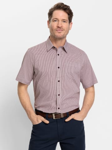 WITT WEIDEN Kurzarm-Hemd in bordeaux-kariert