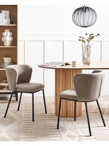Beliani 2er-Set Esszimmerstuhl MINA in Beige/Schwarz