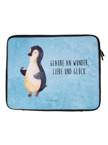 Mr. & Mrs. Panda Laptop Tasche Pinguin Marienkäfer mit Spruch in Eisblau
