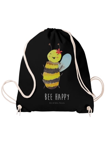 Mr. & Mrs. Panda gym tasche Biene Happy mit Spruch in Schwarz