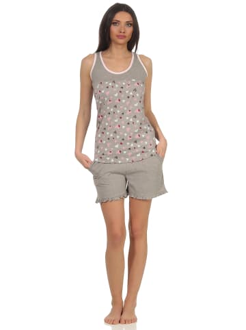 NORMANN Achselhemd Shorty Pyjama - 54238 in grau
