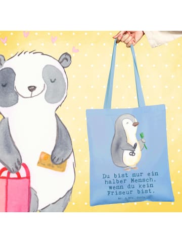 Mr. & Mrs. Panda Einkaufstasche Friseur Herz mit Spruch in Sky Blue
