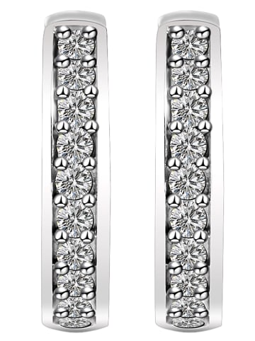 Adeliás Damen Ohrringe – Klappcreole aus 925 Silber mit Zirkonia in silber