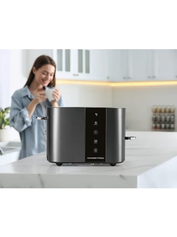 Gourmet Maxx Toaster 2 Scheiben Kurzschlitz 800W anthrazit mit Touch-Display grau