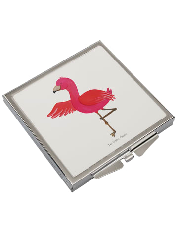 Mr. & Mrs. Panda Handtaschenspiegel quadratisch Flamingo Yoga oh... in Weiß