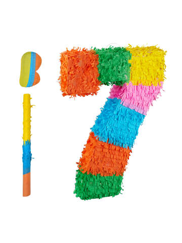 relaxdays 3-tlg. Pinata Set "Zahl 7" in Bunt