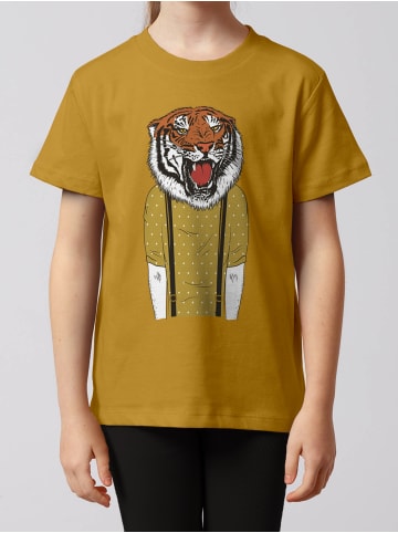 wat? Apparel T-Shirt Tiger Head in Ocker