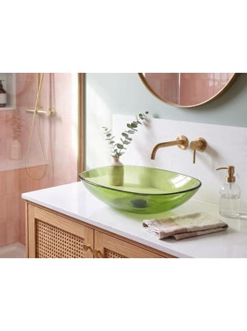 Beliani Waschbecken MOENGO in Transparent/Grün - (W) 54 x (H) 15 x (L) 36 cm