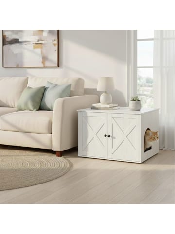 relaxdays Katzenschrank in Weiß - (B)80 x (H)50 x (T)53 cm