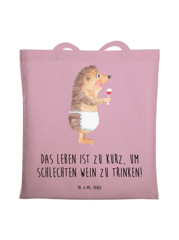 Mr. & Mrs. Panda Umhängetasche Igel Wein mit Spruch in Rosa Pastell