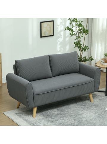 HOMCOM 2 Sitzer Sofa-145L x 75B x 78H cm-Dunkelgrau