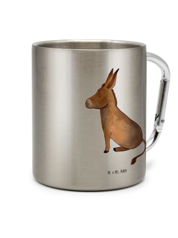 Mr. & Mrs. Panda Thermo Kaffeebecher Esel ohne Spruch in Silber