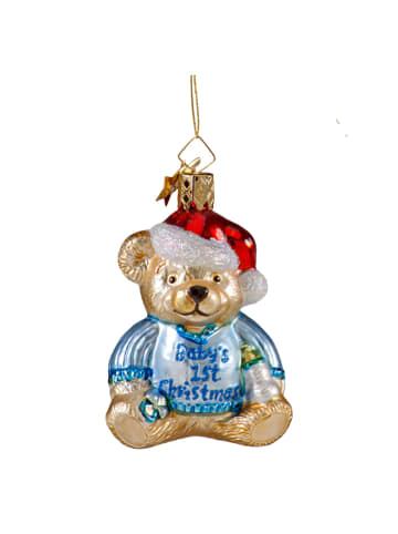 Käthes Original Baumschmuck Glas Bär "Baby's 1st Christmas" (blau) in blau