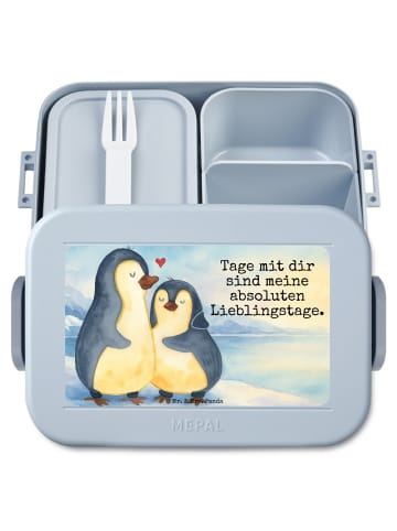 Mr. & Mrs. Panda MEPAL Bentobox Pinguin umarmen Design mit Spruch in Blau Pastell