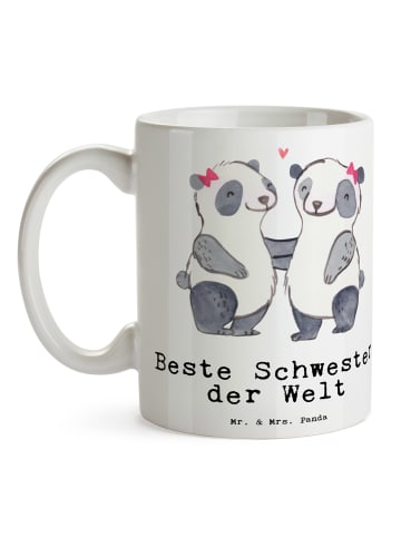 Mr. & Mrs. Panda Geschenktasse Panda Beste Schwester der Welt mi... in Weiß