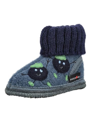 HAFLINGER Hausschuhe HÜTTENSCHUH BLAUBEERE Schwarz/Blau