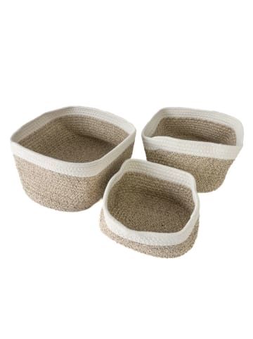 Intirilife 3-teiliges Set Aufbewahrungskorb Regalkorb in Weiß - Beige