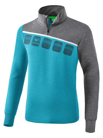 erima 5-C Trainingstop in oriental blue melange/grau melange/weiss