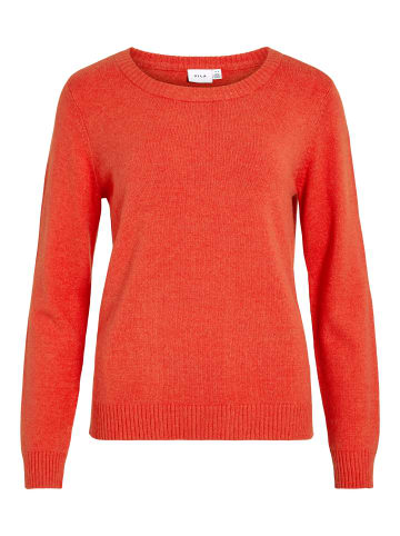 Vila Dünner Rundhals Strickpullover VIRIL in Orange