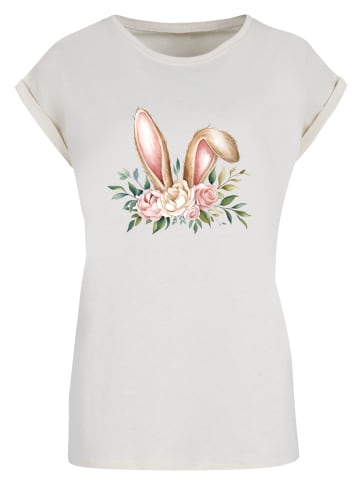F4NT4STIC T-Shirt Blumen Osterhasen Ohren Dekor in Whitesand