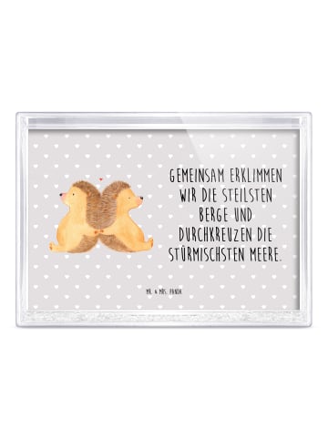 Mr. & Mrs. Panda 3D-Bilderrahmen Igel händchenhaltend mit Spruch in Grau Pastell