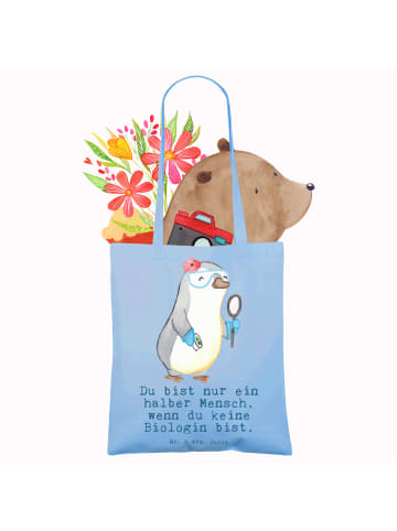 Mr. & Mrs. Panda Tragetasche Biologin Herz mit Spruch in Sky Blue