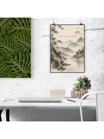 Wandbild Landschaft ruhig Design mit Spruch in Weiß