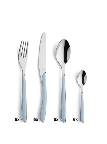 Kuppels 24-tlg. Besteckset PRISMA in hellblau matt