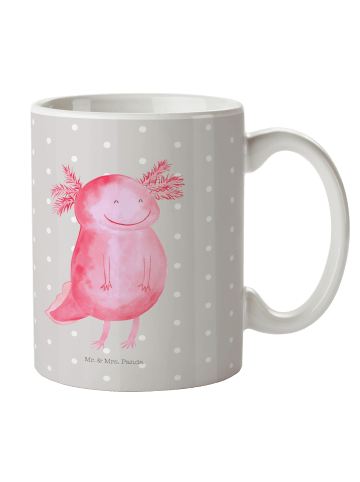 Mr. & Mrs. Panda Tasse Axolotl Glücklich ohne Spruch in Grau Pastell