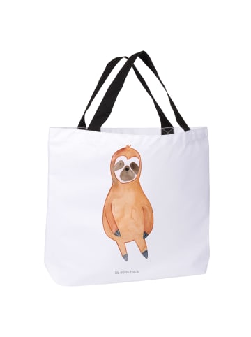 Mr. & Mrs. Panda Strandtasche Faultier Zufrieden ohne Spruch in Weiß