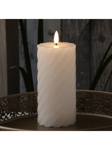 MARELIDA LED Kerze TWIST Echtwachs gedreht flackernd H: 17,5cm in weiß