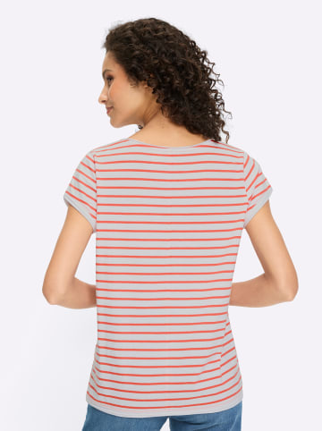 Heine T-Shirt in weiß-grapefruit-geringelt