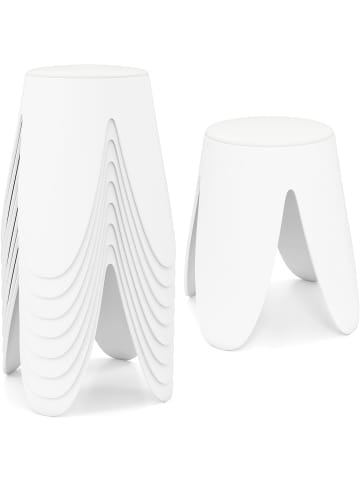 COSTWAY 8er-Set stapelbare Hocker Ø45 x 46 cm in Weiß
