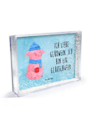 Mr. & Mrs. Panda Schüttelrahmen Schwein Glühwein mit Spruch in Eisblau