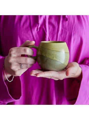 Bloomingville Becher PAULA Grün Grau mit Henkel