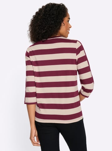 Sieh an! 3/4-Arm-Shirt in bordeaux-elfenbein-gestreift