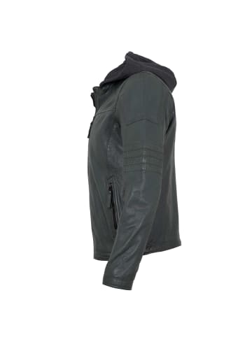 JILANI Lederjacke Kapuze Lammnappa in Dunkelgrün