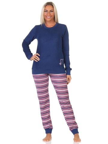NORMANN Frottee Schlafanzug Bündchen - 82657 in navy