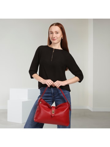 Florence Leder Schultertasche Florence Tasche dunkelrot ca. 37cm