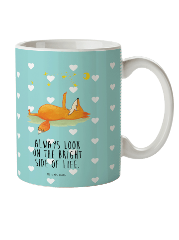 Mr. & Mrs. Panda Kindertasse Fuchs Sterne mit Spruch in Türkis Pastell