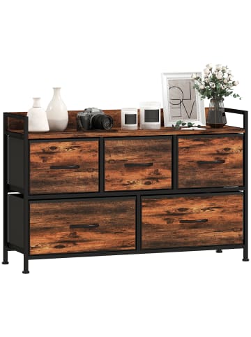 HOMCOM Kommode in Rustikal-Braun 98L x 29B x 63H cm