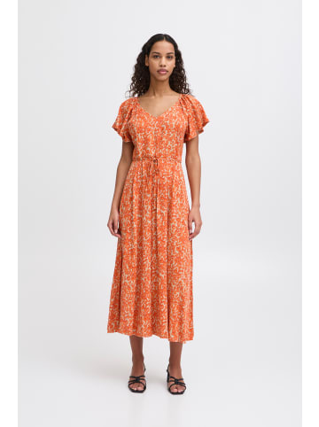 ICHI Kleid IHAYA Relaxed fit in Coral Rose Leo Aop
