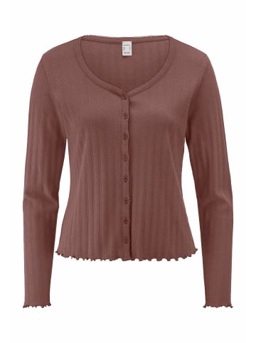 Hessnatur Hessnatur Pointelle Cardigan PURE COTTON aus reiner Bio-Baumwolle in rosébraun