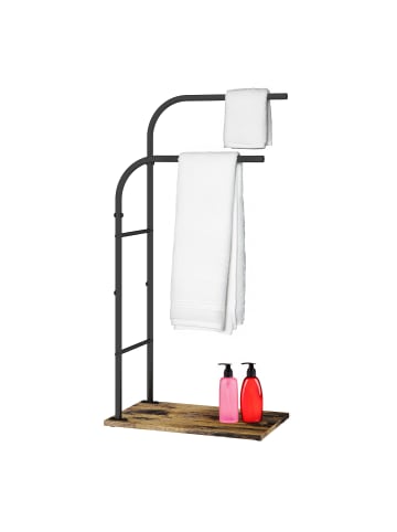 relaxdays Handtuchständer in Dunkelbraun/ Schwarz - (B)40 x (H)80,5 x (T)24 cm