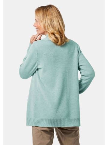 GOLDNER Kurzgröße:  Strickjacke Langarm Cardigan aus Merino in jade / melange