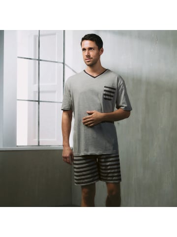 REDBEST Single-Jersey Shorty 2er-Pack in blau/hellgrau-anthrazit meliert