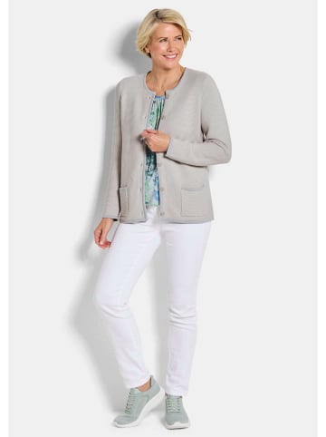 GOLDNER Elegante Strickjacke mit Taschen in stein / gemustert