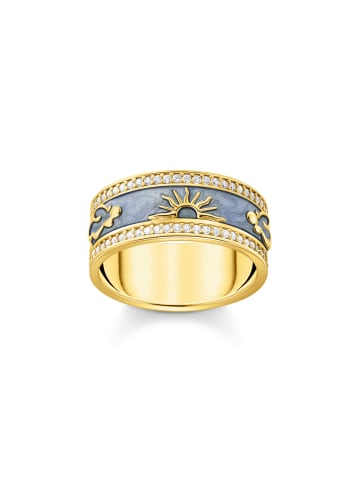 Thomas Sabo Ring Blau Mit Kosmischen Symbolen in gold, blau
