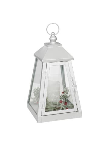 Atmosphera Créateur d'intérieur Metalllaterne mit LED-Kerze in Weiß, 32 x 17 cm